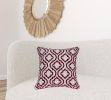 20" X 7" X 20" Transitional Red And White Accent Pillow Cover With Poly Insert