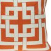 20" X 7" X 20" Transitional Orange And Off White Pillow Cover With Poly Insert