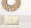 20" Creamy Genuine Tibetan Lamb Fur Pillow With Microsuede Backing