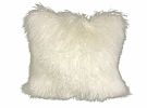 20" Creamy White Genuine Tibetan Lamb Fur Pillow With Microsuede Backing