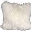 24" Bright White Genuine Tibetan Lamb Fur Pillow With Microsuede Backing