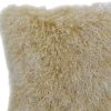 24" Gold Genuine Tibetan Lamb Fur Pillow With Microsuede Backing