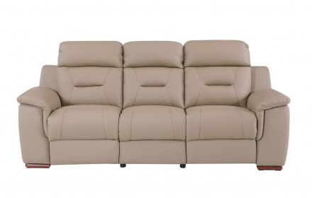 90" Beige And Brown Faux Leather Sofa