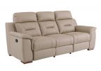 90" Beige And Brown Faux Leather Sofa