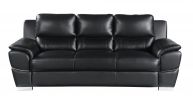 Two Piece Indoor Black Genuine Leather Five Person Seating Set