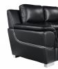 Two Piece Indoor Black Genuine Leather Five Person Seating Set