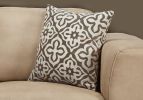 18" X 18" Taupe Polyester Geometric Zippered Pillow