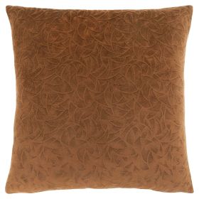 18" X 18" Brown Velvet Polyester Geometric Zippered Pillow