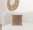 18" X 18" Beige Velvet Polyester Diamond Zippered Pillow