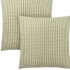 Set Of Two 18" X 18" Green and White Polyester Striped Zippered Pillow