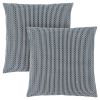 Set Of Two 18" X 18" Blue and White Polyester Striped Zippered Pillow