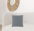 Set Of Two 18" X 18" Blue and White Polyester Striped Zippered Pillow