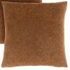 Set Of Two 18" X 18" Brown Velvet Polyester Floral Zippered Pillow