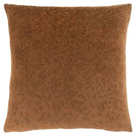 Set Of Two 18" X 18" Brown Velvet Polyester Floral Zippered Pillow