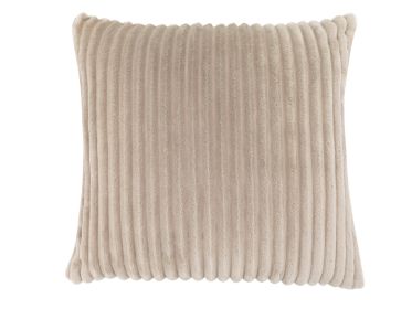 Set Of Two 18" X 18" Ivory Polyester Ribbed Zippered Pillow