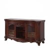 20" Brown Cabinet Enclosed Storage TV Stand with Bookcase