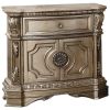 29" Champagne One Drawer Faux Marble and Solid Wood Nightstand With Storage