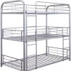 42" X 79" X 74" Silver Metal Triple Bunk Bed - Twin