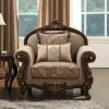 38" Beige And Brown Velvet Floral Club Chair