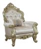 40" White And Pearl Fabric Damask Tufted Chesterfield Chair