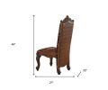 Set of Two Brown Upholstered Faux Leather Queen Anne Back Dining Side Chairs