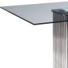 39" Clear And Silver Glass And Stainless Steel Trestle Base Dining Table