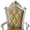 Set Of Two 27" Brown And White Faux Leather Tufted Side Chair