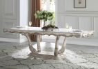 44" Off White Solid Wood Pedestal Base Dining Table