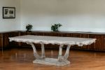 44" Off White Solid Wood Pedestal Base Dining Table