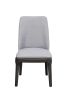 Set of Two Light Gray And Gray Upholstered Linen Dining Side Chairs