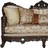 39" Beige Polyester Blend Floral Sofa And Toss Pillows With Dark Brown Legs