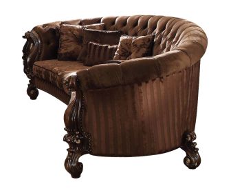 55" Brown Velvet Curved Settee