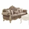 35" Gray Velvet Floral Sofa And Toss Pillows With Beige Legs