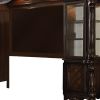 21" X 118" X 95" Cherry Oak Wood Poly Resin Glass Entertainment Center