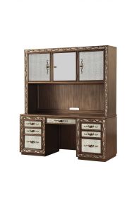 24" Gold Credenza Desk With Three Cabinets Seven Drawers