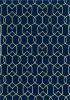 7'X10' Navy Blue Hand Hooked Uv Treated Trellis Indoor Outdoor Area Rug