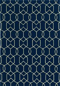 7'X10' Navy Blue Hand Hooked Uv Treated Trellis Indoor Outdoor Area Rug