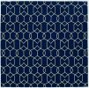 7'X10' Navy Blue Hand Hooked Uv Treated Trellis Indoor Outdoor Area Rug