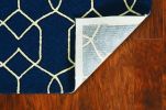 7'X10' Navy Blue Hand Hooked Uv Treated Trellis Indoor Outdoor Area Rug