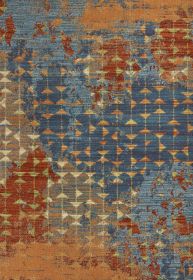 7' x 10' Blue and Orange Area Rug