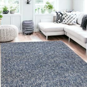 8' X 10' Polyester Indigo Or  Ivory  Heather Area Rug