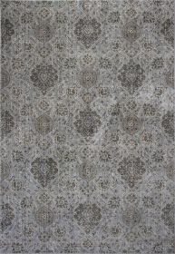 8'X11' Silver Machine Woven Traditional Floral Indoor Area Rug