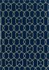 8'X11' Navy Blue Hand Hooked Uv Treated Trellis Indoor Outdoor Area Rug