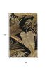 8'X11' Midnight Black Hand Tufted Tropical Leaves Indoor Area Rug