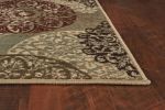 5'X8' Sage Green Machine Woven Floral Medallion Disk Indoor Area Rug