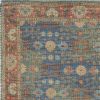 5' x 7' Blue and Beige Floral Hand Woven Distressed Area Rug