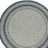 8' Grey Denim Machine Woven Uv Treated Bordered Indoor Outdoor Round Area Rug