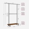 Industrial Style Clothing Garment Rack Double Clothes Hanging Bar on Wheels