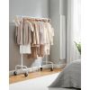 Heavy Duty White Metal Garment Rack Clothes Hanging Bar on Wheels