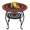 Mosaic Fire Pit Table Terracotta and White 26.8" Ceramic